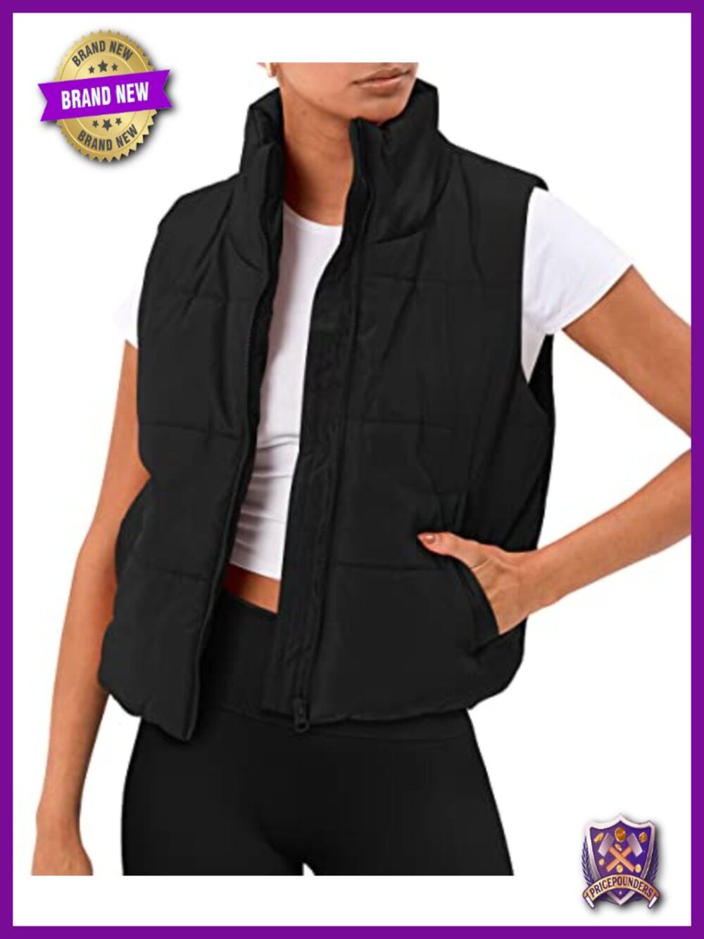 Womens Cropped Puffer Vest Lightweight Quilted Fall Winter